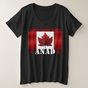 Camiseta canadense personalizada com tamanho e cam