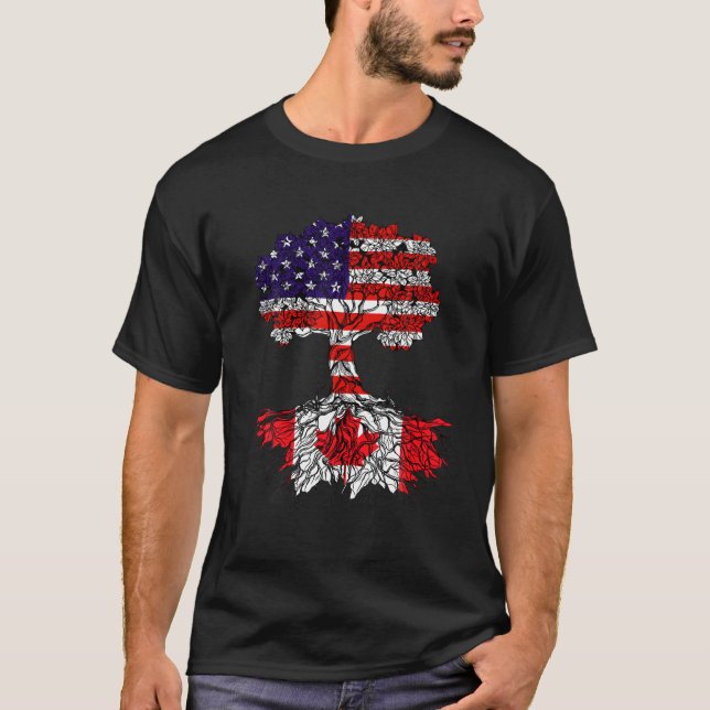 Camiseta Canadense Roots American Groed Pride Love USA Flag (Frente)
