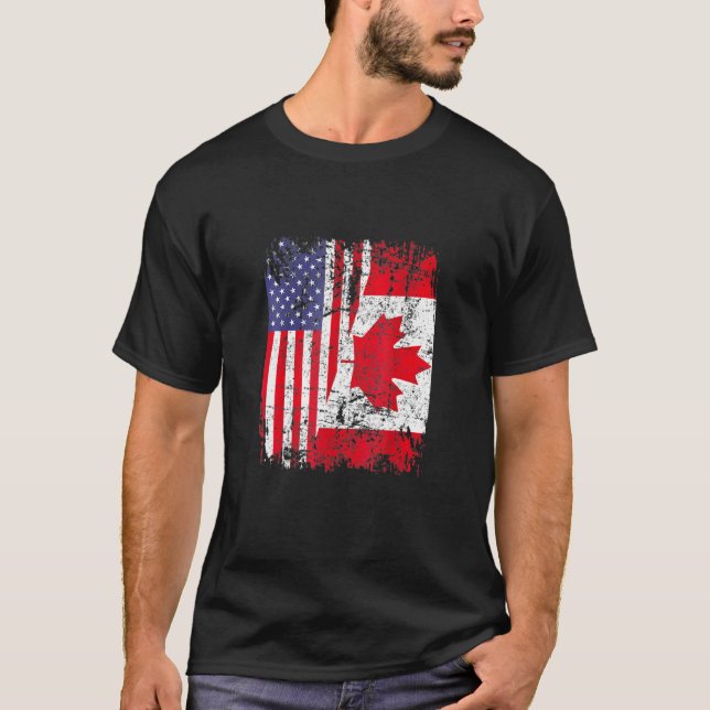 Camiseta Canadense Roots Half American Flag Canadá (Frente)
