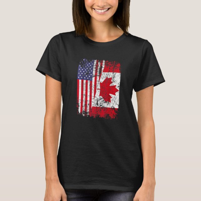 Camiseta Canadense Roots Half American Flag Canadá (Frente)