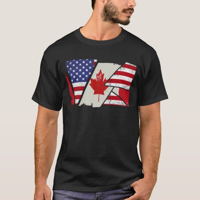 Camiseta Canadense Roots Half American Flag Canadá (Frente)