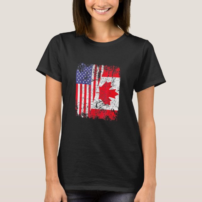 Camiseta Canadense Roots Half American Flag Canadá (Frente)