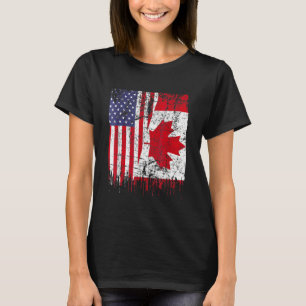 Camiseta Canadense Roots Half American Flag Canada Day Flag