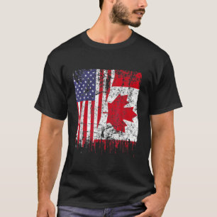 Camiseta Canadense Roots Half American Flag Canada Day Flag