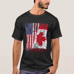 Camiseta Canadense Roots Half American Flag Canada Day Flag
