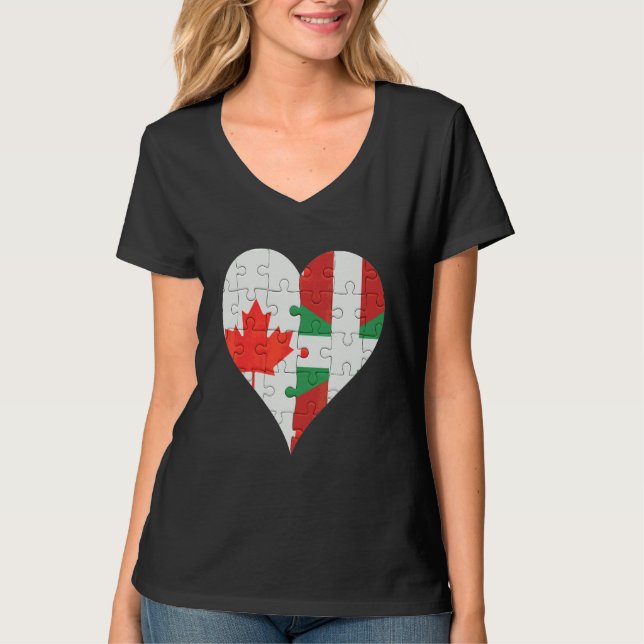 Camiseta Canadian Basque Flag Heart (Frente)