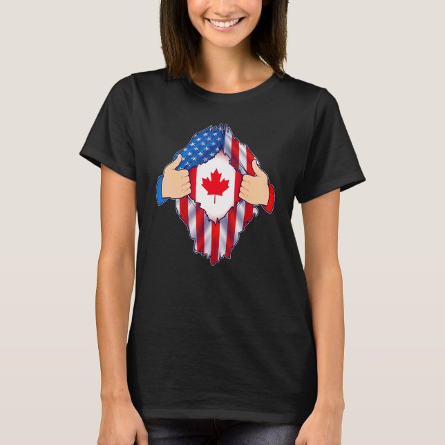 Camiseta Canadian Blood Inside Me Shir Canada Usa Flag Men  (Frente)