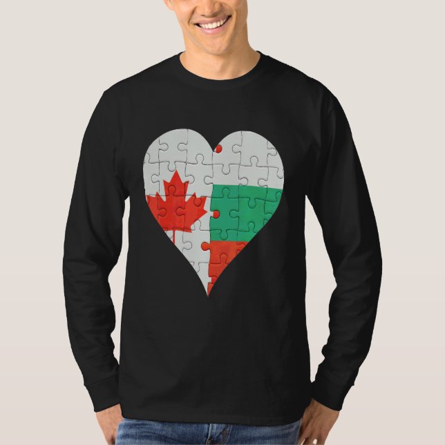 Camiseta Canadian Bulgaria Flag Heart (Frente)