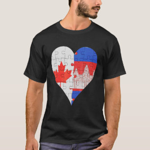 Camiseta Canadian Cambodian Flag Heart
