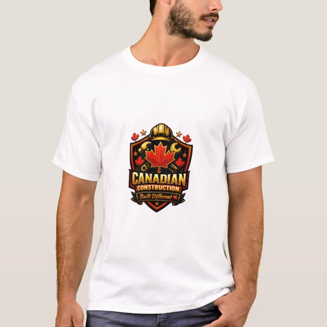 Camiseta Canadian Construction Built Different Shield Badge (Frente)