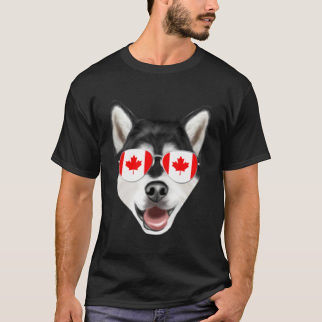 Camiseta Canadian Flag Alaskan Malamute Dog Canada Pocket (Frente)