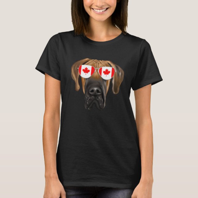 Camiseta Canadian Flag Brown Great Dane Dog Canada Pocket (Frente)