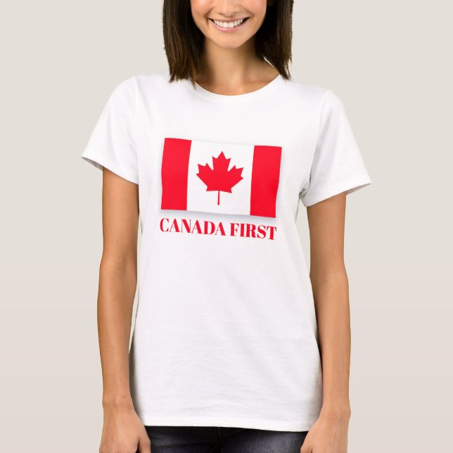 Camiseta Canadian flag. CANADA FIRST. Conservative Canada. (Frente)