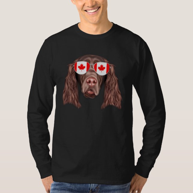 Camiseta Canadian Flag Field Spaniel Dog Canada Pocket (Frente)