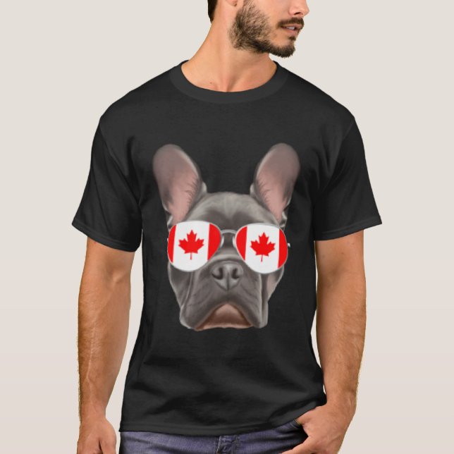 Camiseta Canadian Flag French Bulldog Dog Canada Pocket (Frente)