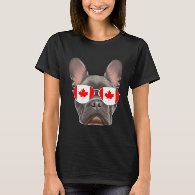 Camiseta Canadian Flag French Bulldog Dog Canada Pocket (Frente)