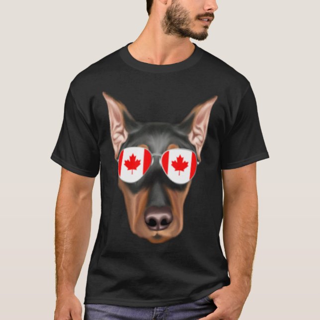 Camiseta Canadian Flag German Pinscher Dog Canada Pocket (Frente)