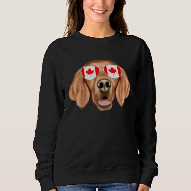 Camiseta Canadian Flag Irish Setter Dog Canada Pocket (Frente)