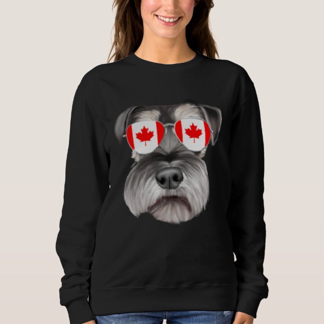 Camiseta Canadian Flag Miniature Schnauzer Dog Canada Pocke (Frente)