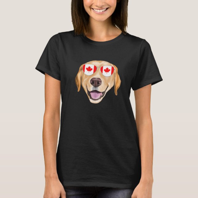 Camiseta Canadian Flag Yellow Labrador Retriever Dog Canada (Frente)