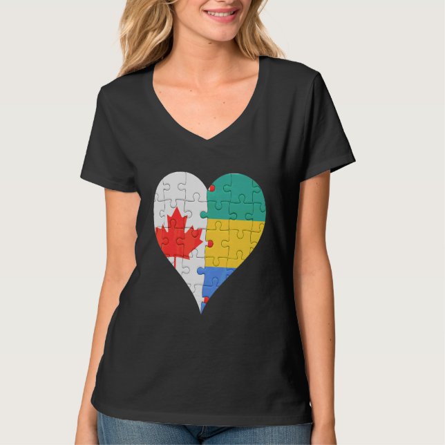 Camiseta Canadian Gabonese Flag Heart (Frente)