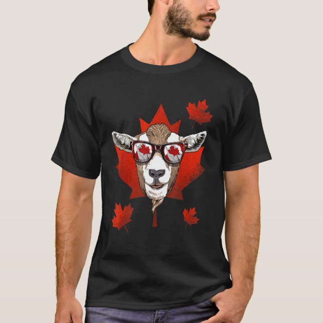 Camiseta Canadian Goat Maple Tree Leaf Canada Flag Animal G (Frente)