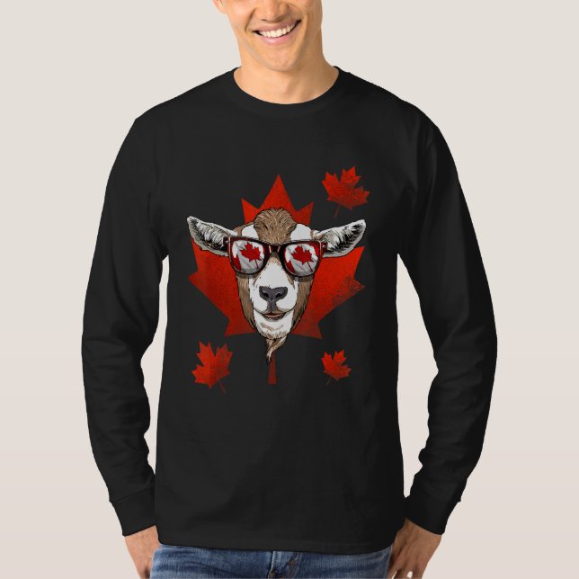 Camiseta Canadian Goat Maple Tree Leaf Canada Flag Animal G (Frente)