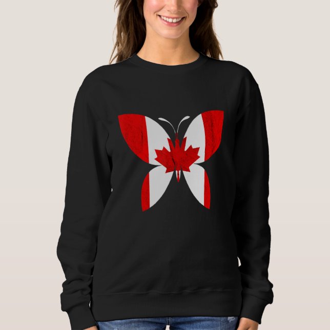 Camiseta Canadian Pride Butterfly Maple Leaf Canadian Flag  (Frente)