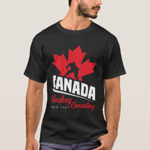 Camiseta Canadiana de Hockey com Cartaz de Folha de Hockey