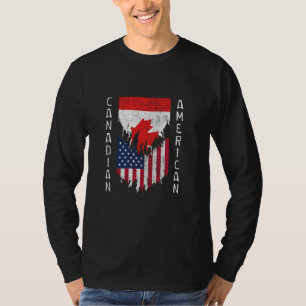 Camiseta Canadiano - American Flags Ripped Torn Canada