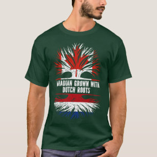 Camiseta Canadiano crescido com bandeira holandesa nas Raíz