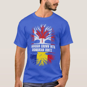 Camiseta Canadiano crescido com bandeira romena nas raízes