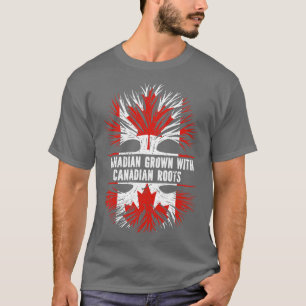 Camiseta Canadiano crescido com canadense Roots Canada Flag