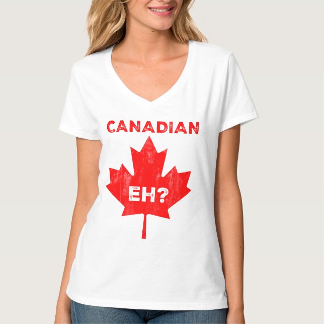 Camiseta Canadiano Eh? Folha de Maple (Frente)