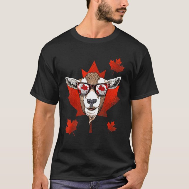 Camiseta Canadiano Goat Maple Leaf Patriotic Canada Flag (Frente)