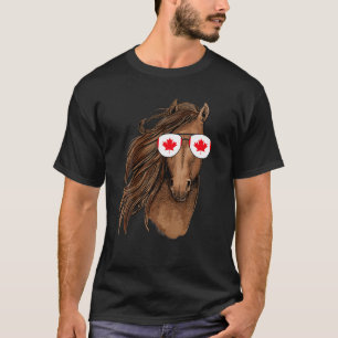 Camiseta Canadiano Maple Leaf Funny Horse Sunglass Canadá