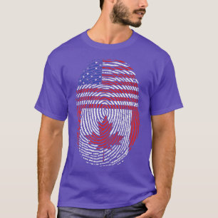 Camiseta Canadiano Maple Leaf US Flag American Fingerprint 