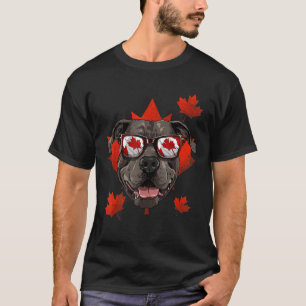 Camiseta Canadiano Pit Bull Dog Mapeando Folha Patriótica C