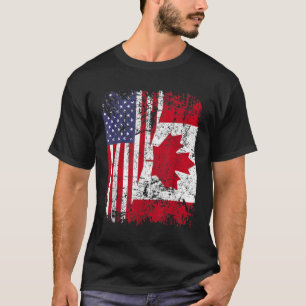Camiseta CANADIANO ROTA Metade da bandeira americana CANADÁ
