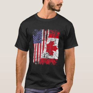 Camiseta CANADIANO ROTA Metade da bandeira americana CANADÁ