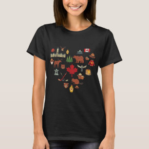 Camiseta Canadiano - Símbolos de vinheta canadenses - Mapea