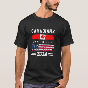 Camiseta Canadianos para Trump 2024 Bandeira do Canadá Sup 