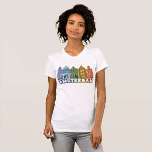 Camiseta Canal House Row Amsterdam Holland Arco-Íris Holand
