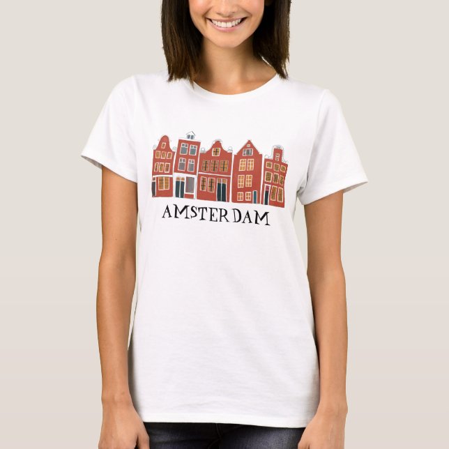 Camiseta Canal House Row Amsterdam Holland Viagem Holandês (Frente)