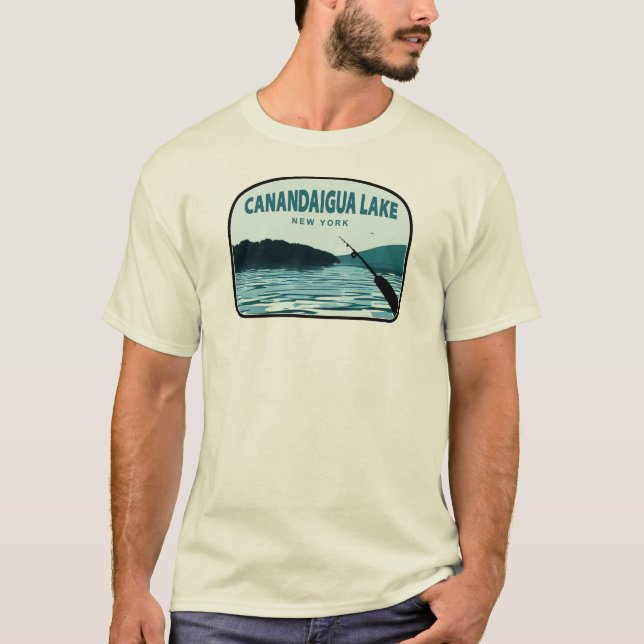 Camiseta Canandaigua Lake New York Fisheries Rod (Frente)