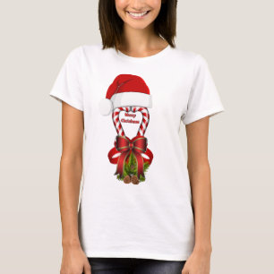 Camiseta Canas de Doces de Natal com Strike Vermelho