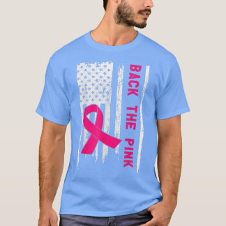 Camiseta Cancer A Da Fita De Bandeira Americana Rosa
