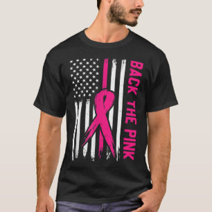 Camiseta Cancer A Da Fita De Bandeira Americana Rosa