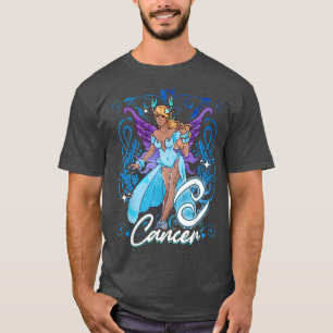 Camiseta Cancer Anime Aniversário Fadas de Fada Cancer Negr