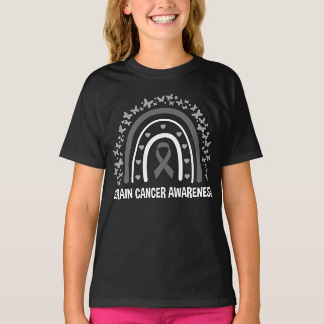 Camiseta Cancer cerebral Consciência Arco-Íris Cinza Tumora (Frente)